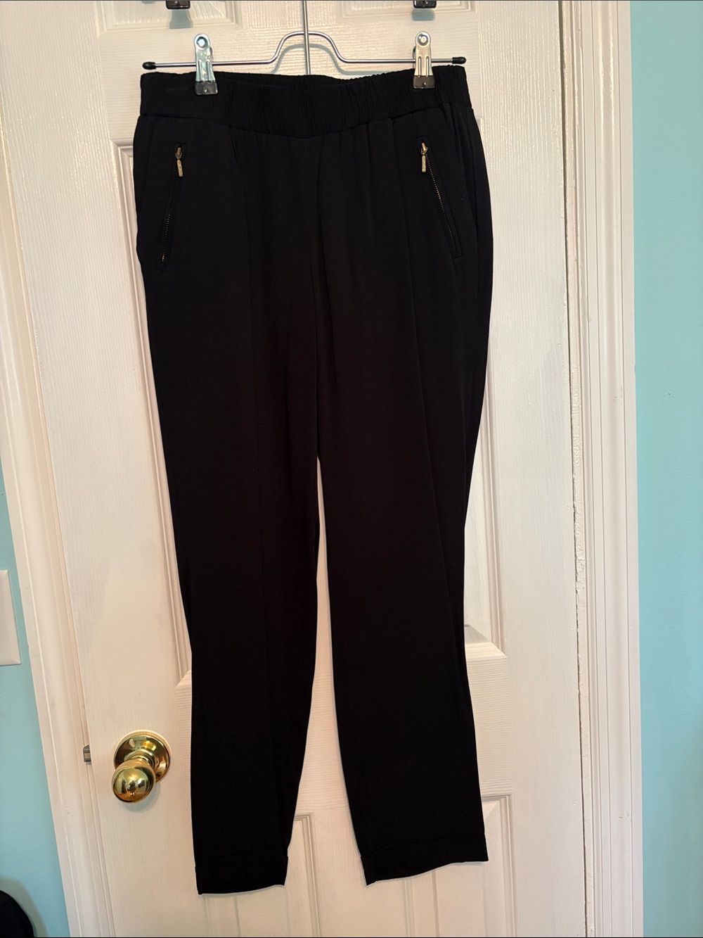 Cynthia Rowley Black Cropped Ankle Pants with Gold Zips